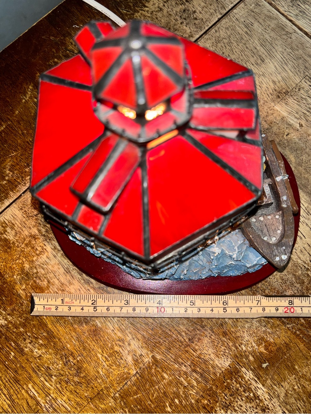 Vintage Lighthouse Lamp Nautical Stained Glass Style Lighted Coastal Decor - Picture 11 of 11